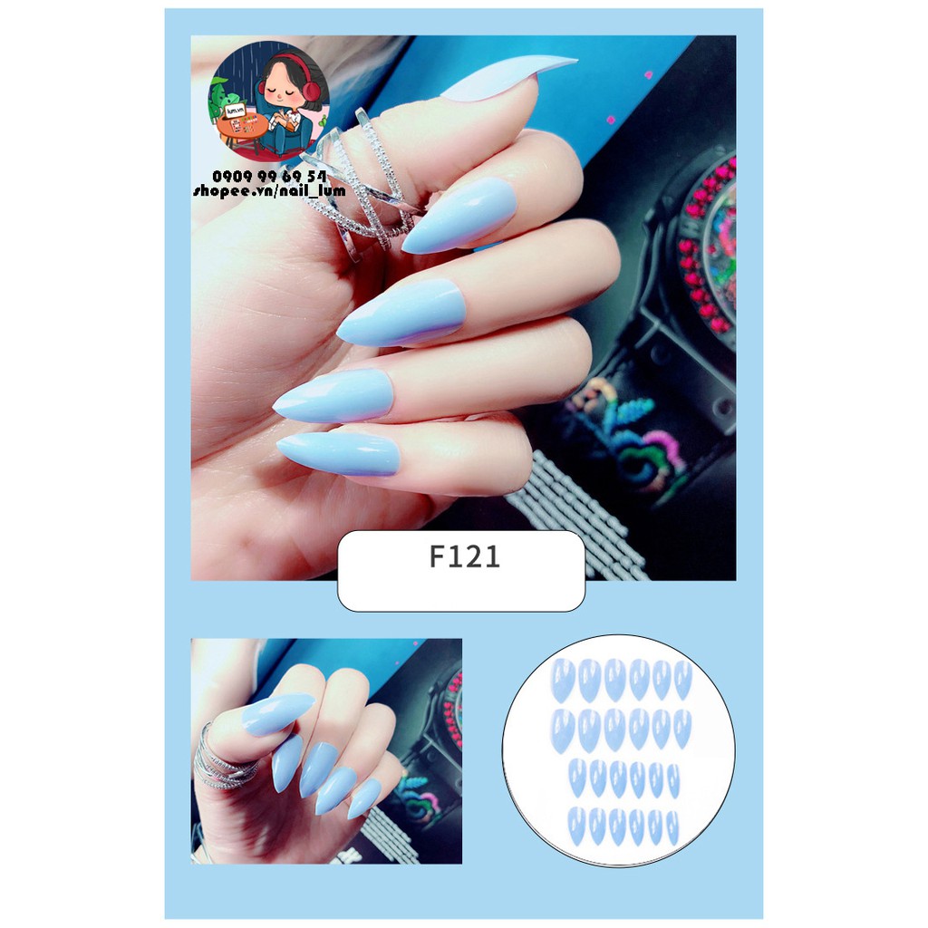 Móng Giả - Nail Dài Nhọn - Sơn Bóng [Sẵn Keo - Đóng Hộp 24 Mẫu Đủ Size]