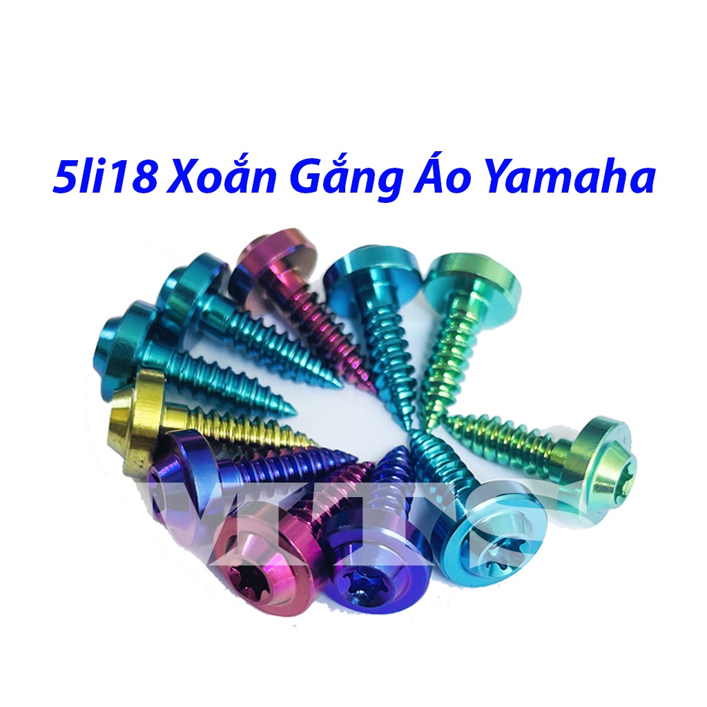 Bộ 5 ỐC TITAN GR5 5li18 Áo Yamaha Xoắn , Dàn Áo Yamaha , Ex , Sirus , Ốc Bô Tất Cả Các Dòng Tay Ga