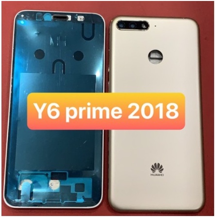 Bộ vỏ zin new Y6 Prime 2018 (nắp lưng, khung sườn màn hình, cụm kính camera, nút nguồn, nút volume)