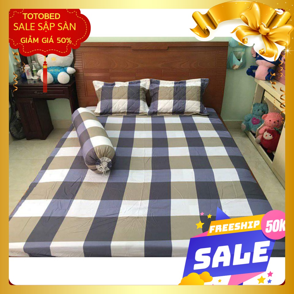 Free ship 99k Bộ ga gối Phúc Nguyên 1m6 kẻ to