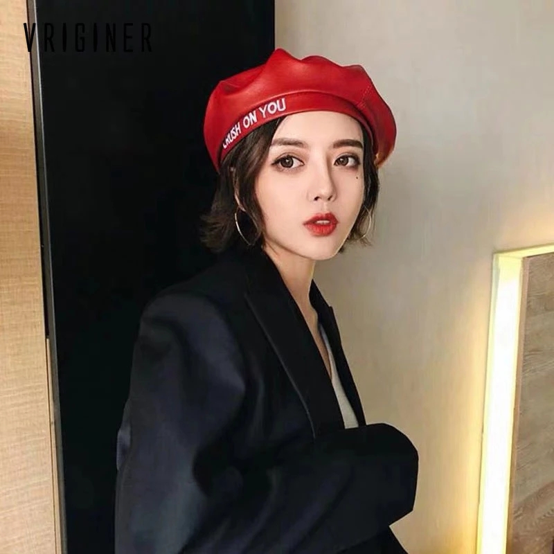 Nón Beret Vải Da Thời Trang Dành Cho Nữ