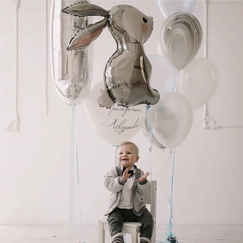 Bong Bóng Lá Nhôm Hình Gấu/Thỏ Cỡ Lớn 91cm*65cm Trang Trí Tiệc Sinh Nhật/Ngày Mừng Em Bé