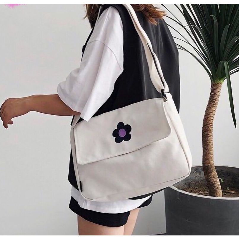 Túi tote vải canvas Nữ unisex cao cấp đựng đồ đi học, đi chơi thêu hình con bướm nhỏ dễ thương Hàn Quốc giá rẻ