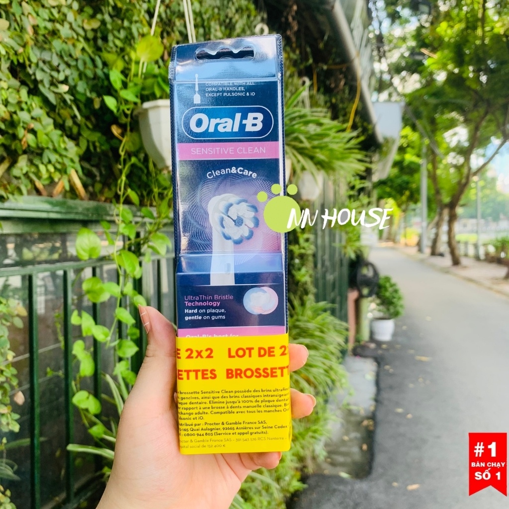 Set 4 Đầu bàn chải điện Oral B Sensitive Cross Action người lớn, set bàn chải đánh răng oralb làm sạch sâu, vệ sinh răng