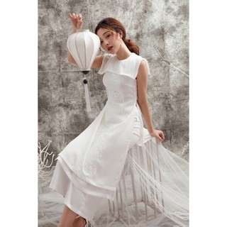 Bộ áo dài phối voan cổ tròn - 20Again