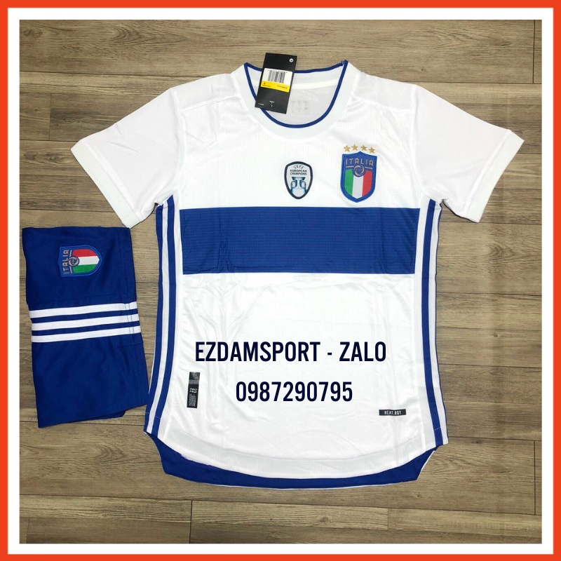 Bộ áo đá bóng đẹp Italia Trắng EZDAMSPORT ,bộ áo đá banh cao cấp dệt xịn thấm hút mồ hôi