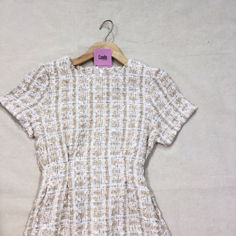 Đầm tweed tay ngắn thắt eo | BigBuy360 - bigbuy360.vn