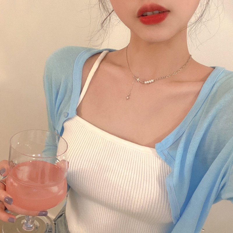Vòng cổ mặt ngôi sao phối ngọc trai giả thời trang