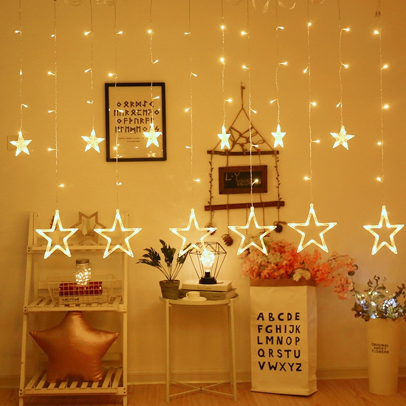 Đèn Trang Trí Rèm Cửa Họa Tiết Ngôi Sao Mặt Trăng Năm 2023 Ramadan Eid Mubarak