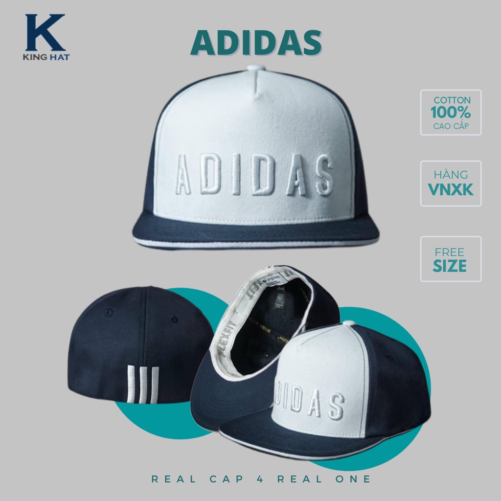 MŨ NÓN SNAPBACK ADIDAS BÍT ĐUÔI CHẤT COTTON THUN HÀN QUỐC CAO CẤP MÀU XÁM ĐEN ĐỎ