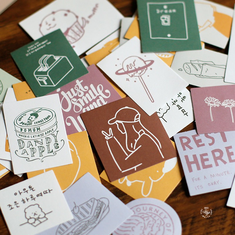 60 Miếng hình dán trang trí sổ lưu niệm phong cách Hàn Quốc xinh xắn