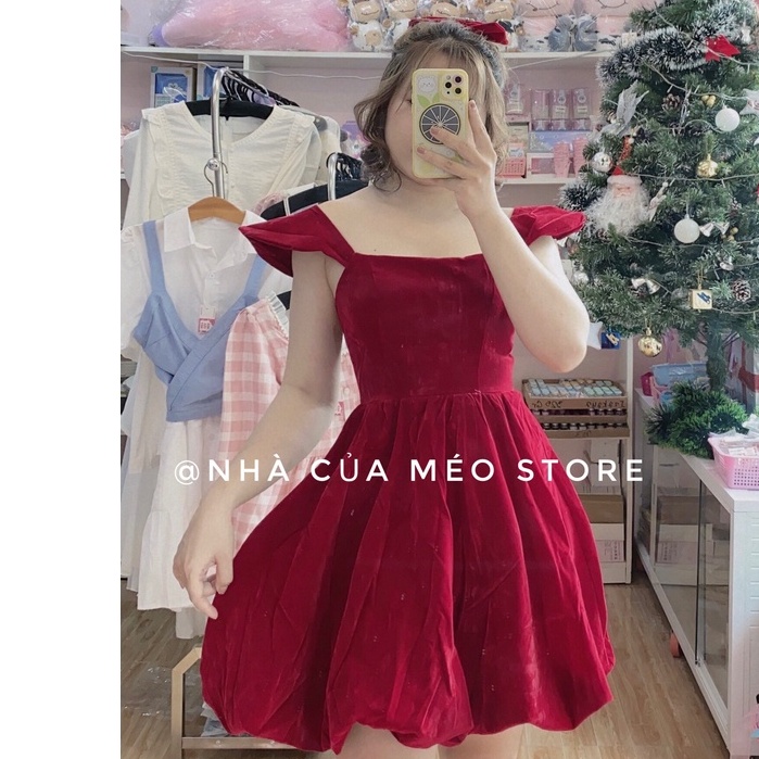 Đầm nhung đỏ cao cấp