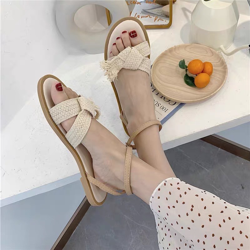 Sandal nơ cói ulzzang Doraeshoppp đi biển vintage