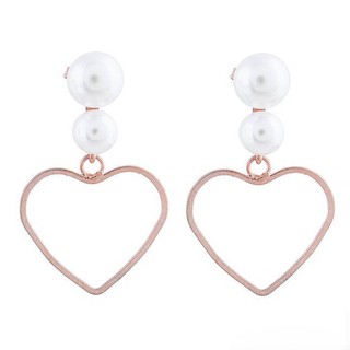 Bông tai heart double pearl đính - Tatiana - eh2839