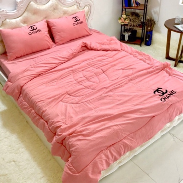 Chăn ga gối đũi bộ 5 món thương hiệu một màu đơn sắc sang trọng