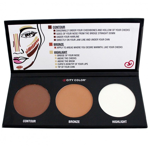 Bảng Phấn Tạo Khối Và Highlight 3 ô City Color Contour Palette