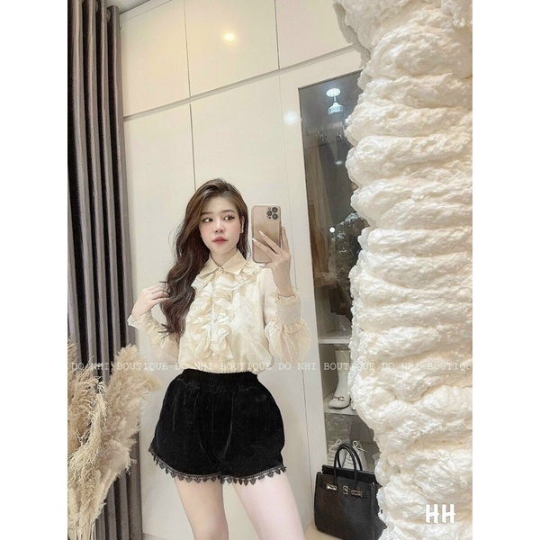 Áo sơ mi nữ cổ bèo điệu xinh phong cách công chúa