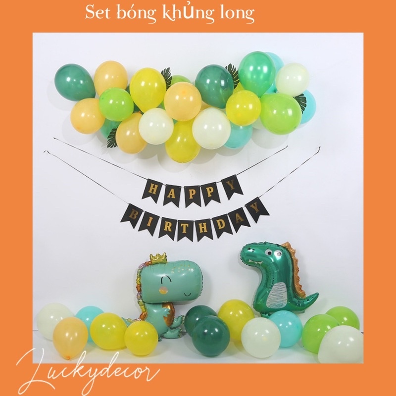 Set Bóng Bay Trang Trí Sinh Nhật Khủng Long Màu Xanh Kl01