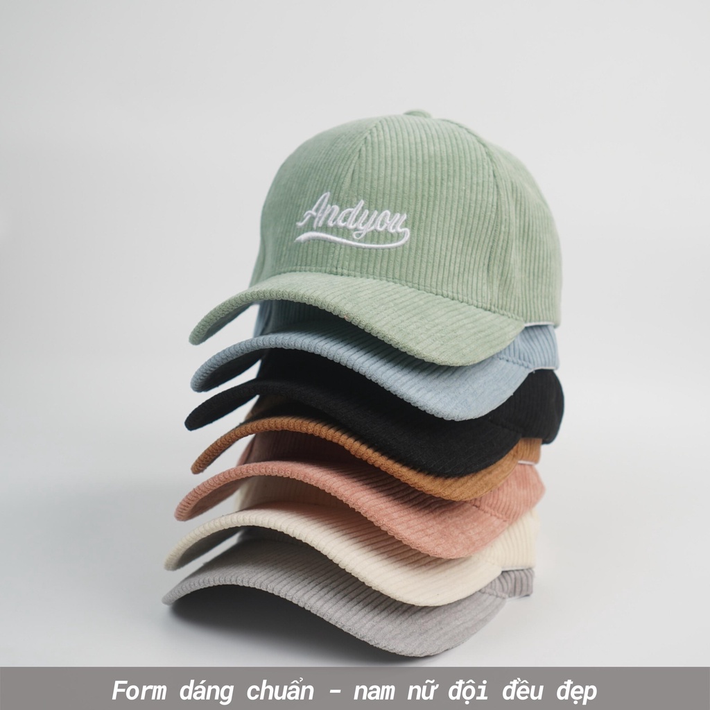 Mũ lưỡi trai Unisex  Nón kết Ulzzang thêu chữ ANDYOU nhung tăm cao cấp Molly Fashion – NK12