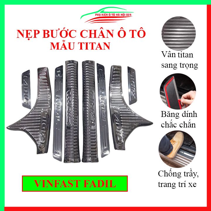 Ốp bậc cửa nẹp bước chân TITAN ô tô VinFast Fadil chống trầy bảo vệ xe