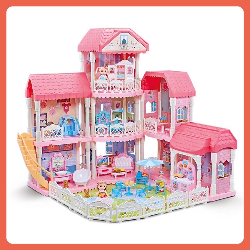 Nhà búp bê lắp ghép Castle Villa - Mô hình biệt thự cỡ lớn có đèn led