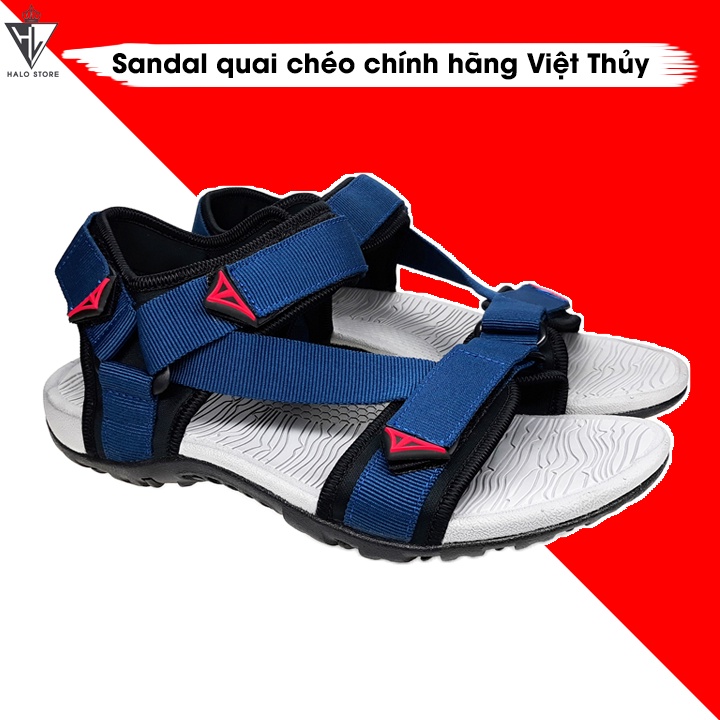 [Fullbox] Giày Sandal Việt Thủy Hai Quai Chéo Nam Nữ Xanh Dương - VT017