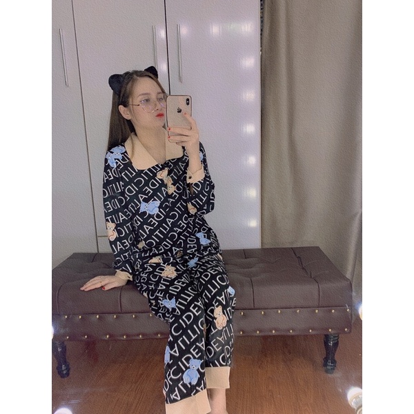 Bộ Pizama mặc nhà cổ sen lụa cao cấp💖Bộ Ngủ lụa tay dài quần dài hoạ tiết sang trọng mát [HÀNG CHUẨN] [ẢNH THẬT +VIDEO] | BigBuy360 - bigbuy360.vn