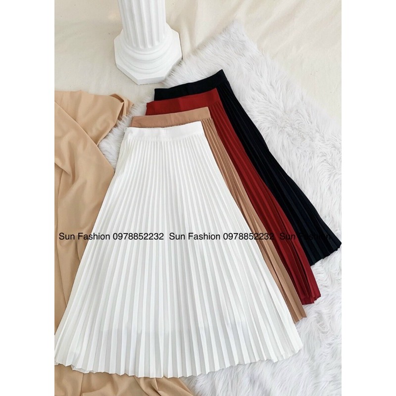 CHÂN VÁY QUẠT dập li xếp li dài midi vintage qua lối lịch sự đi làm đi chơi may 2 lớp lưng khoá kéo bên hông | BigBuy360 - bigbuy360.vn