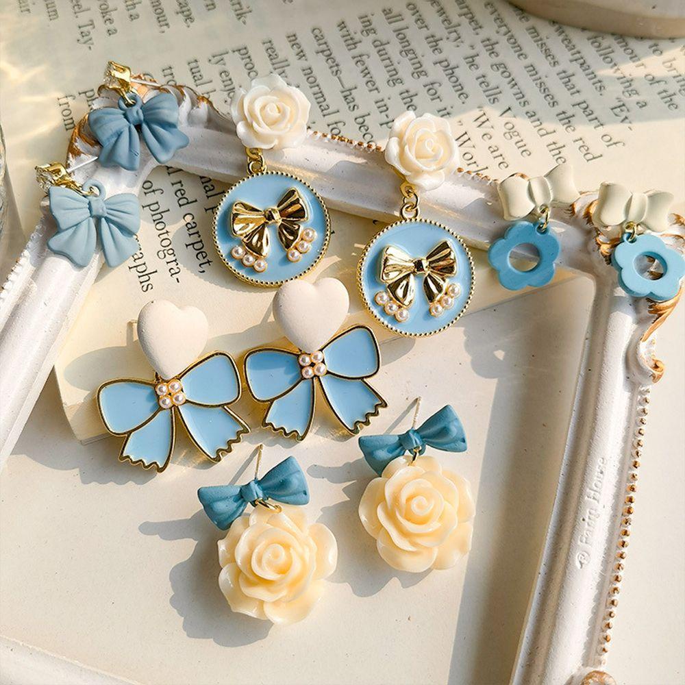 Bông Tai Hình Nơ Xanh Thời Trang Dành Cho Nữ|Hoa Phong Cách Hàn Quốc Xinh Xắn Cho Nữ