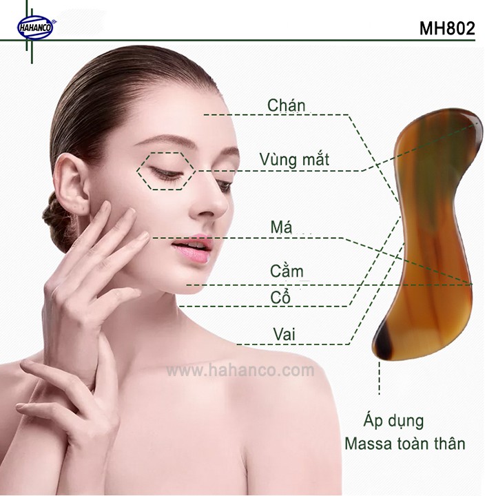 COMBO 2 chiếc Cạo gió masssage chăm sóc da toàn thân hình chữ S - bằng sừng có lợi cho da - MH802 - Made by HAHANCO