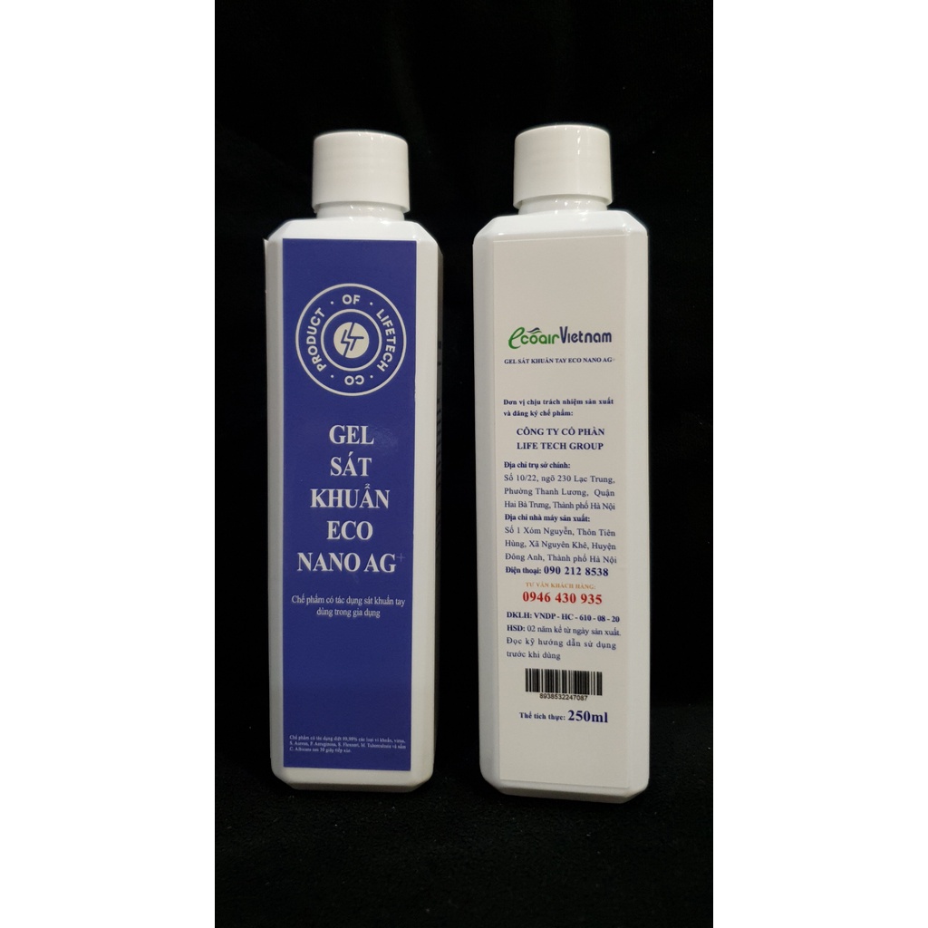 Gel rửa tay khô gel sát khuẩn tay Eco Nano Bạc EcoAirVN LifetechStore dung tích 250ml
