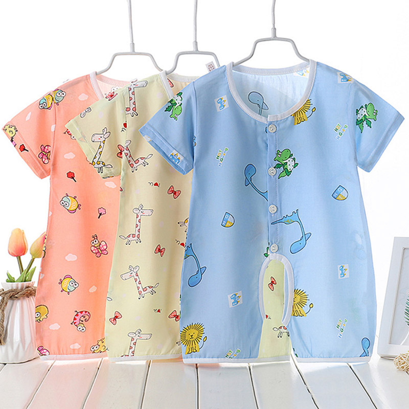 Áo Liền Quần Tay Dài Vải Cotton Mỏng Thời Trang Mùa Hè Cho Bé