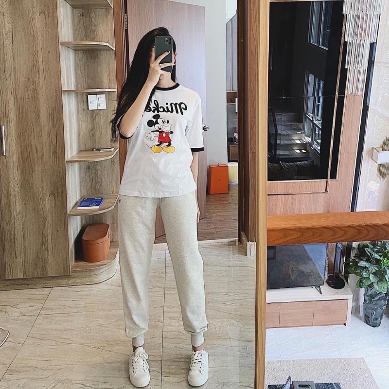 Áo thun basic phối viền mickey siêu kute