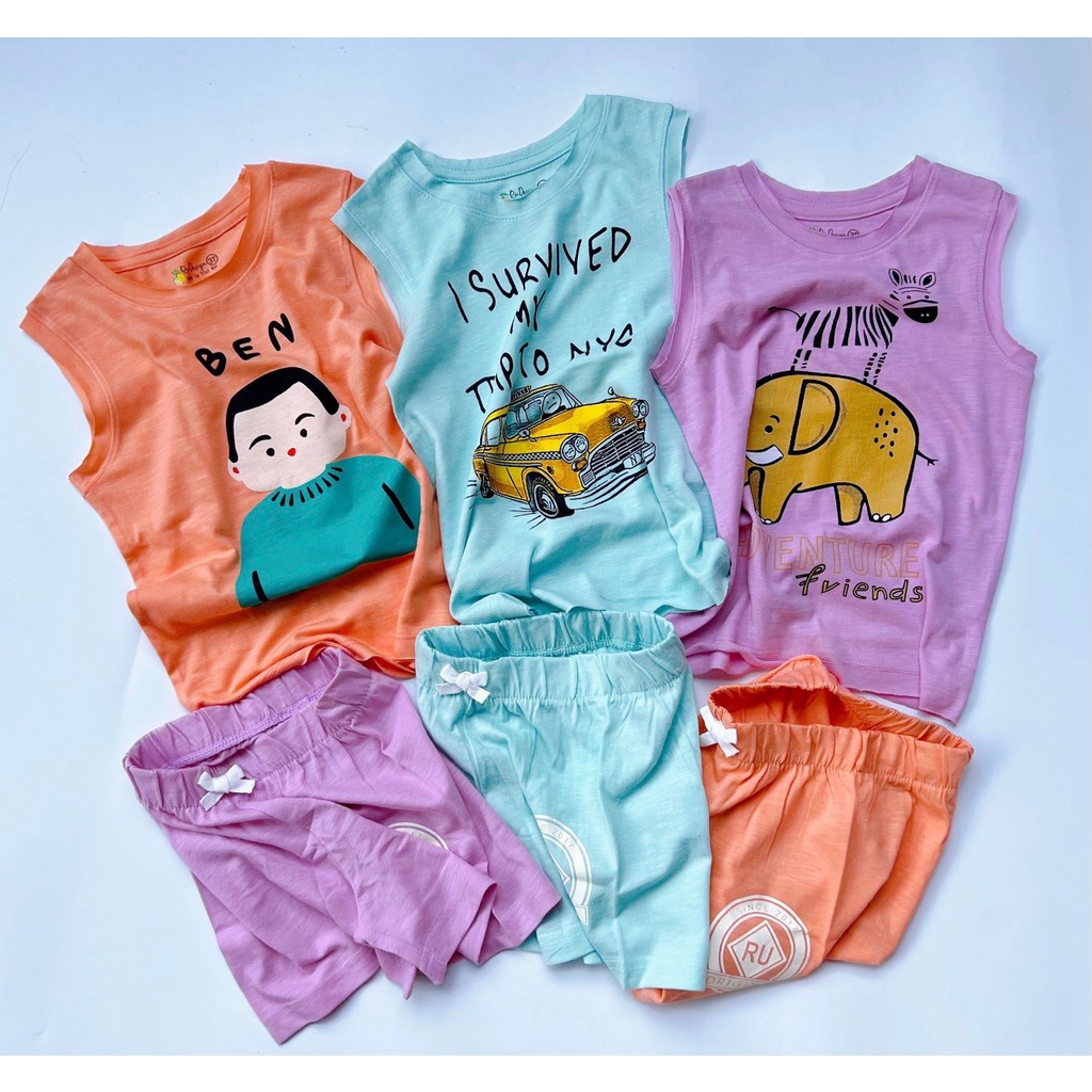 Bộ quần áo bé trai bé gái 1 đến 6 tuổi đồ bộ ba lỗ cho bé thun cotton cao cấp - STRB