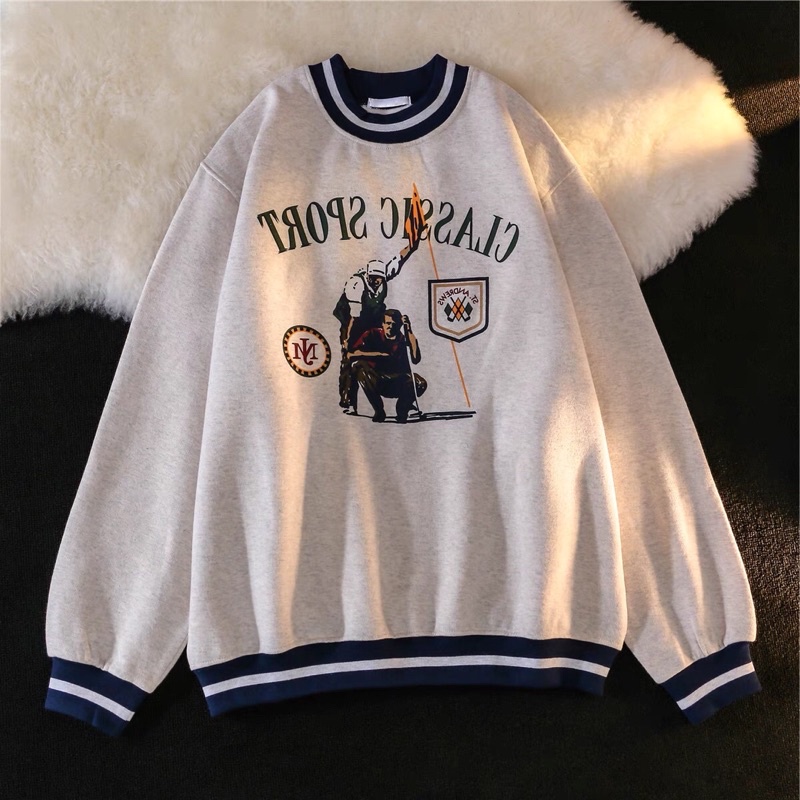 Áo sweater xám hình