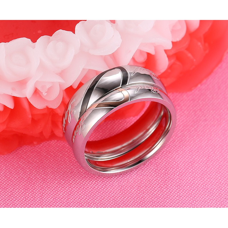 {Xả hàng} Nhẫn đôi nam nữ Real Love thép titan 361L chống rỉ