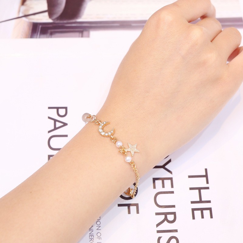 Vòng tay đính đá/ ngọc trai nhân tạo dễ thương dành cho nữ