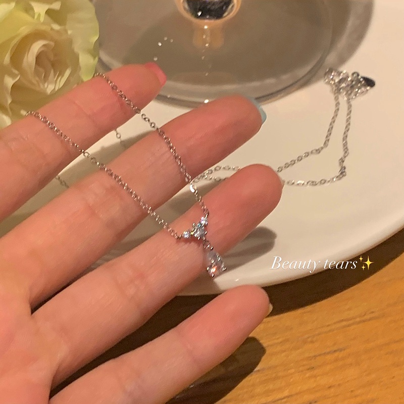 Đẩy mạnh lên!Dây Chuyền Bạc 925 Hình Giọt Nước Đính Đá Zircon Phong Cách Thời Trang Sang Trọng 2022