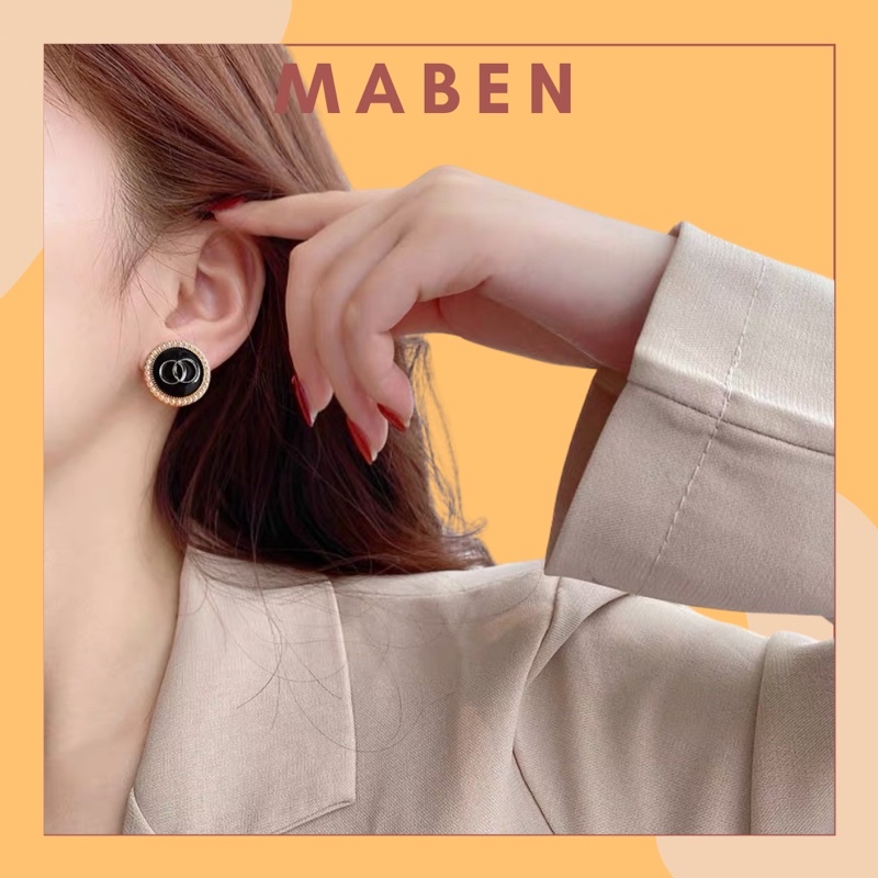 Hoa tai cổ điển tròn retro thập niên 90 - Maben