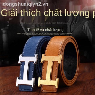 Thắt lưng da bò phối khóa cài hình chữ H thời trang cho nam