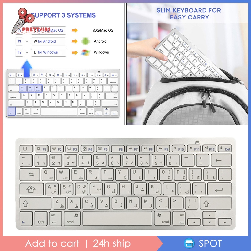 Bàn Phím Bluetooth Không Dây 78 Phím Arabic Cho Ios / Android / Windows