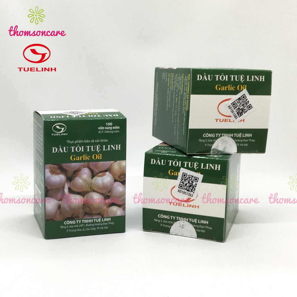 Dầu tỏi Tuệ Linh Giảm mỡ máu - Tăng sức đề kháng - Garlic Oil tinh dau toi hộp 100 viên - KM mua 5 hộp tặng 1 hộp