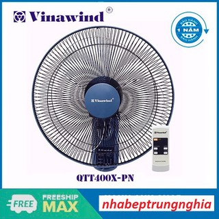 Quạt treo tường có điều khiển xa Vinawind QTT400X-PN cao cấp / QTT400X-HĐ sải cánh 40cm, Điện Cơ Thống Nhất