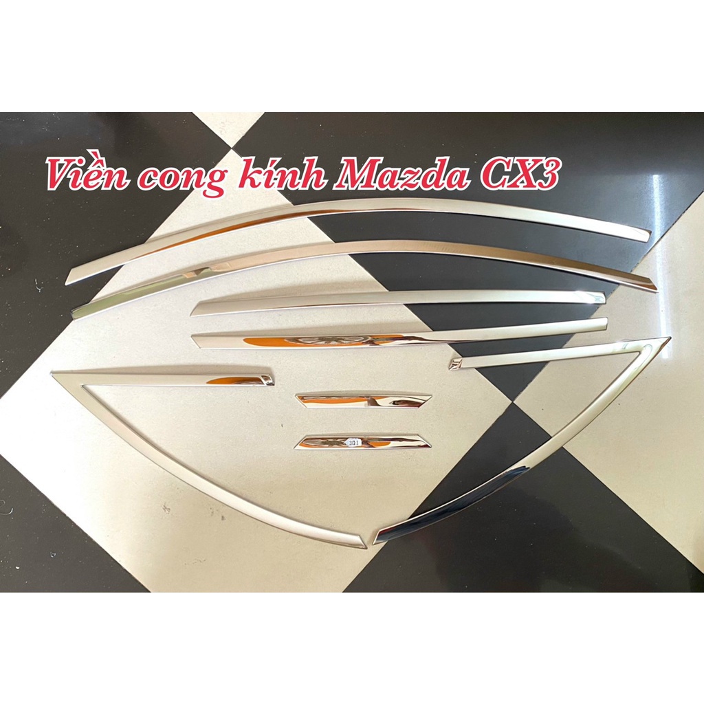 Viền Cong + Nẹp Chân Kính Inox Cho Xe Mazda CX3