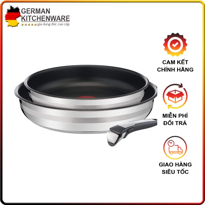 🇩🇪  Bộ 2 chảo Tefal cán dời Preference Panst Ingenio đường kính 22cm và 26cm, chung tay cầm tháo rời | nhập khẩu Đức