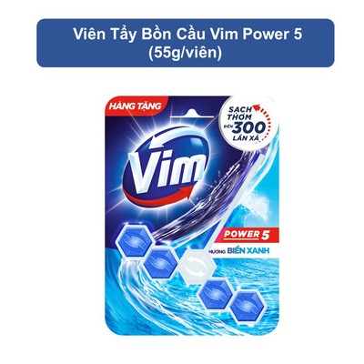 [HC GIFT] Viên Tẩy Bồn Cầu Vim Power 5 Sạch Khuẩn Thơm Mát (55g/viên) - Hương Biển Xanh