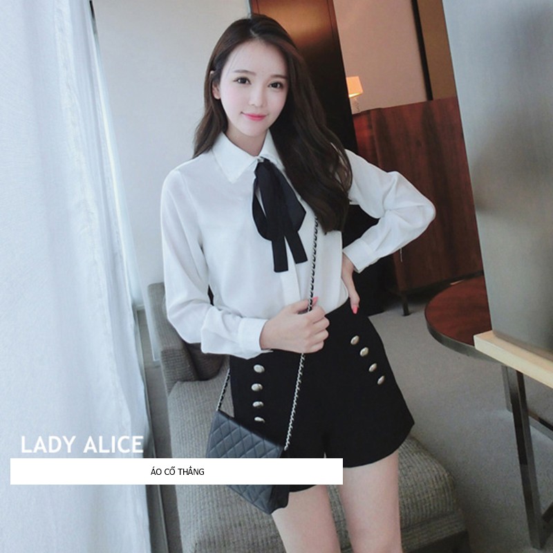 Áo Sơ Mi Nữ Cổ Bèo Ulzzang Basic Công Sở Học Sinh