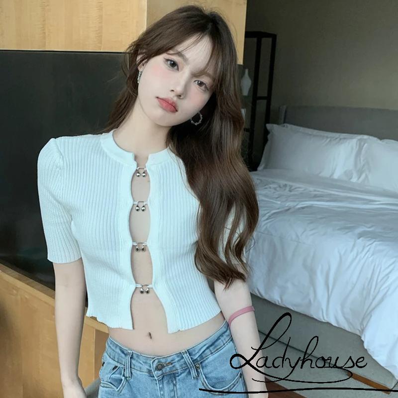 Áo Thun Tay Ngắn Cổ Tròn Màu Trơn Thời Trang Mùa Hè Dành Cho Nữ