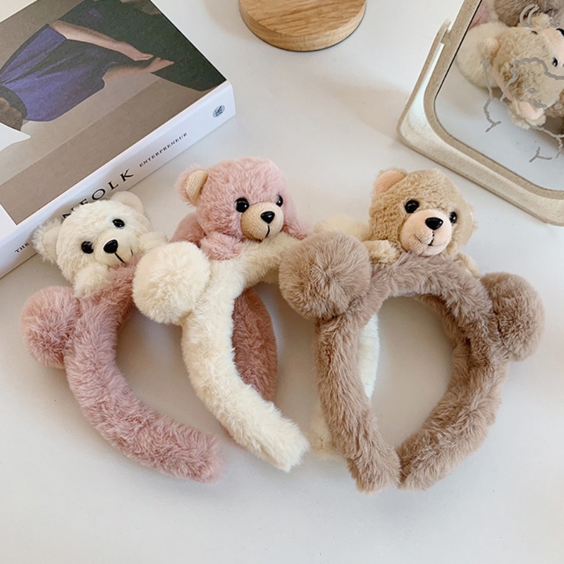 Flgo Băng Đô Tai Gấu Bông Hoạt Hình Dễ Thương Dùng Rửa Mặt Trang Điểm