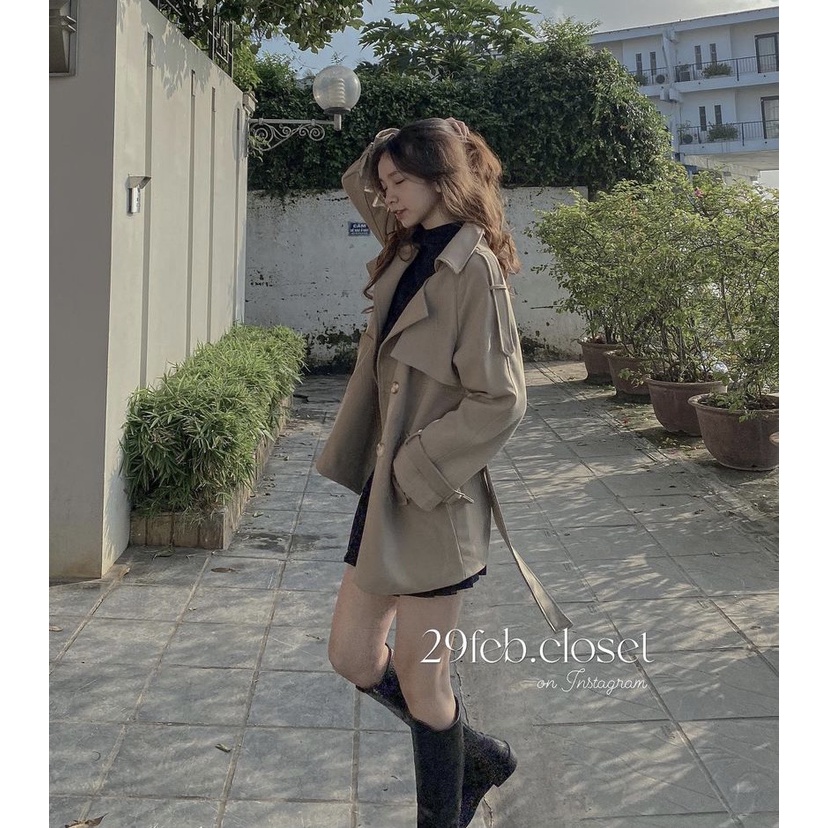 Áo Khoác Măng Tô Dáng Dài Hàn Quốc Kèm Đai